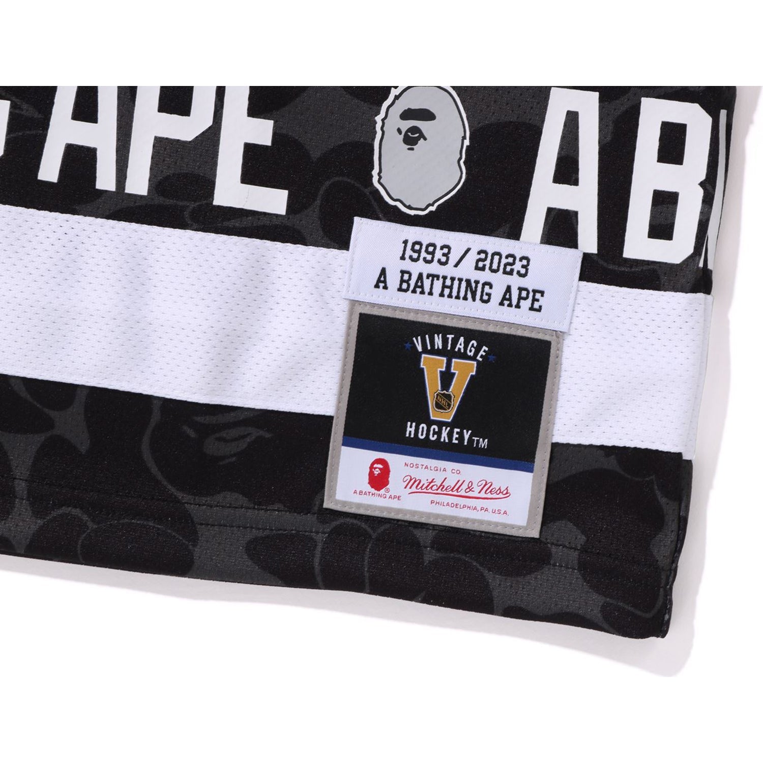 BAPE X MITCHELL & NESS NHL LOS ANGELES KINGS MESH HOCKEY JERSEY L/S TEE MENS