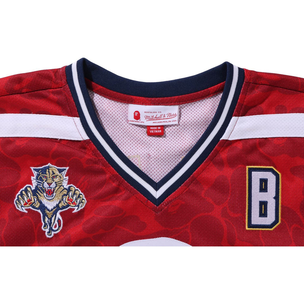BAPE X MITCHELL & NESS NHL FLORIDA PANTHERS MESH HOCKEY JERSEY L/S TEE MENS