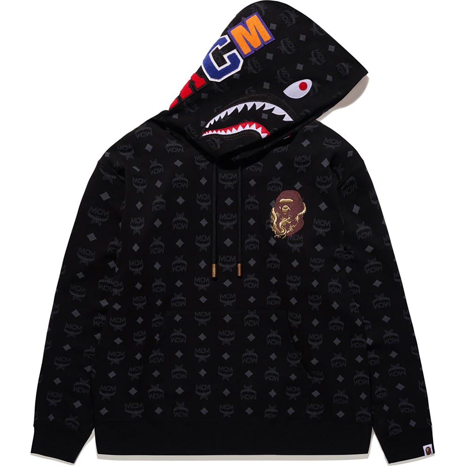 BAPE X MCM SHARK PULLOVER HOODIE MENS