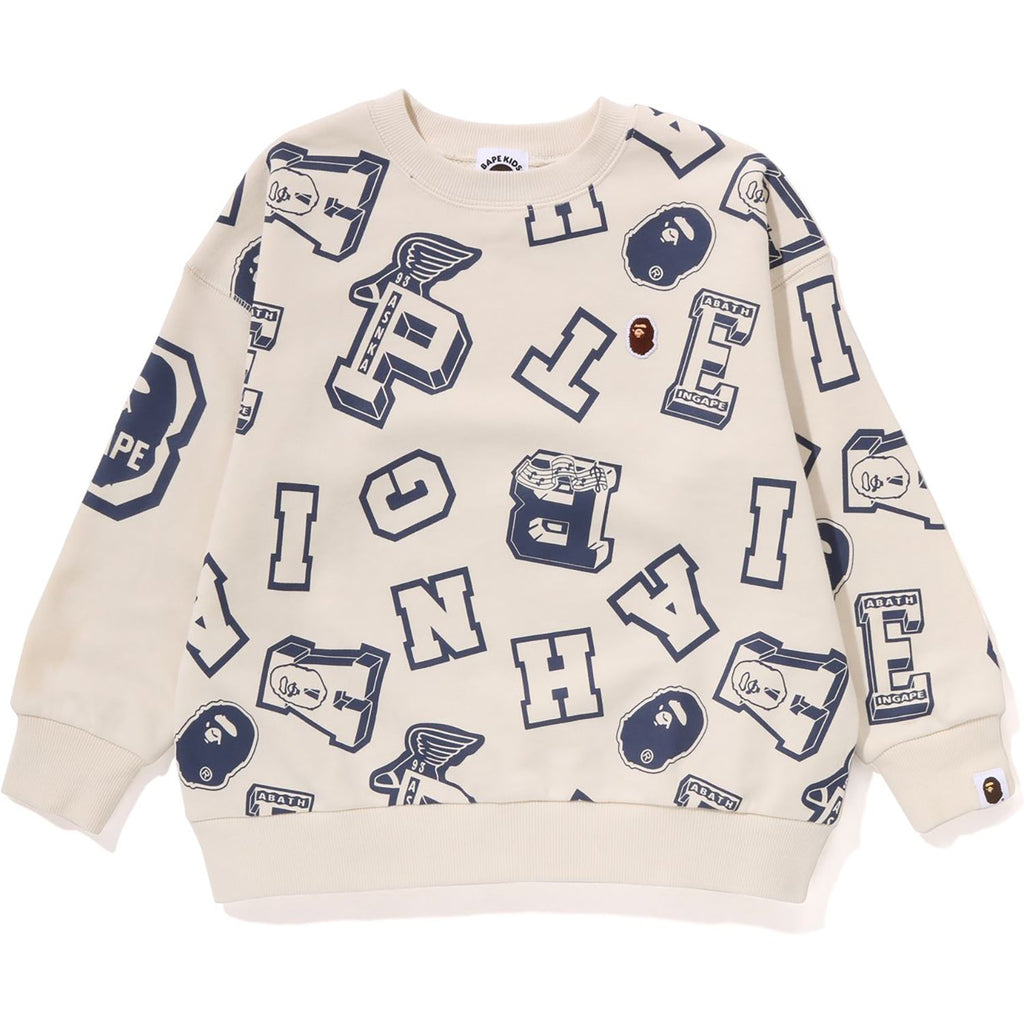 COLLEGE LOGO PATTERN LOOSE FIT CREWNECK KIDS