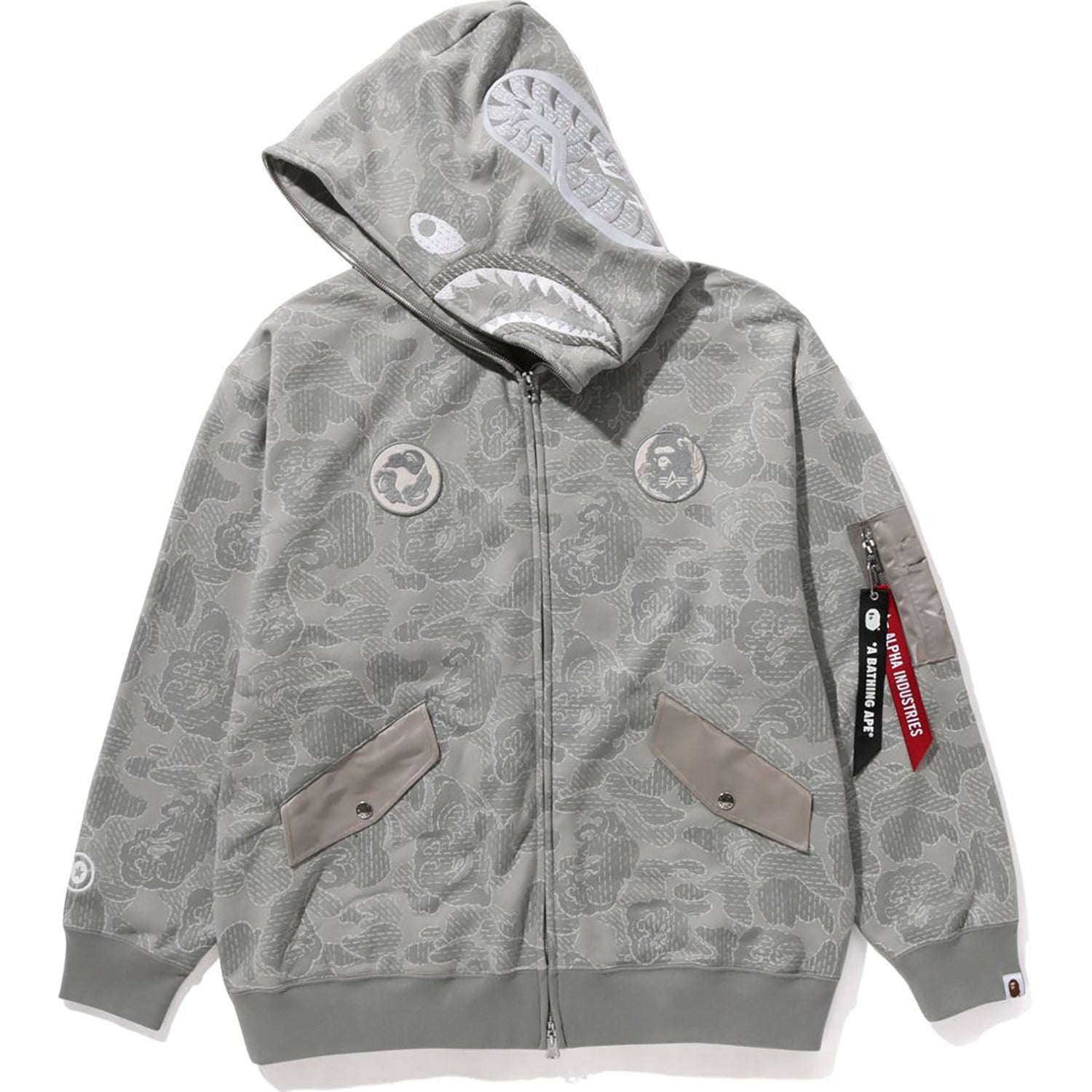 BAPE X ALPHA INDUSTRIES SHARK FULL ZIP HOODIE MENS