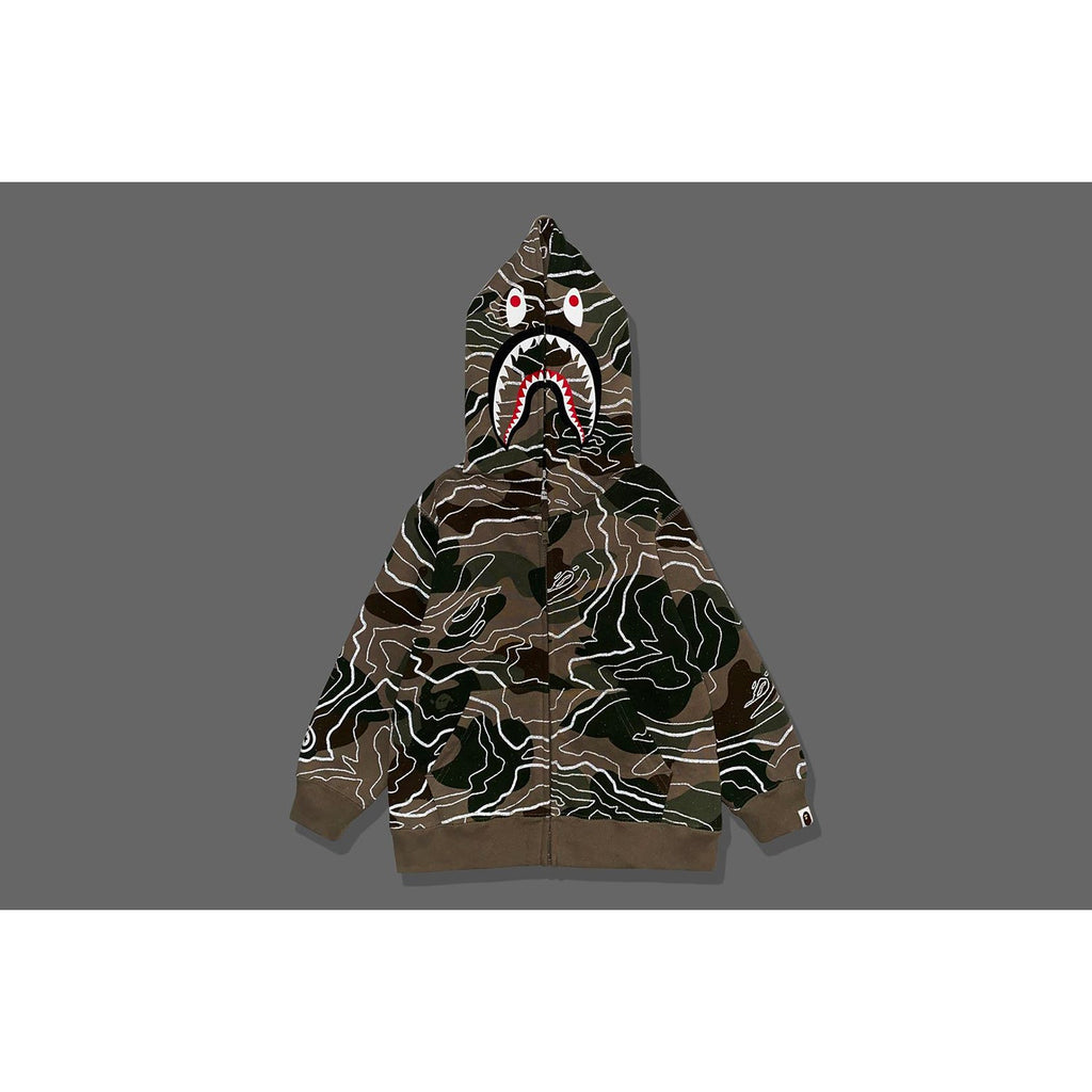 LAYERED LINE CAMO SHARK ZIP HOODIE KIDS