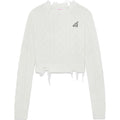 APEE DISTRESSED CABLE KNIT TOP WITH SLIT BACK LADIES