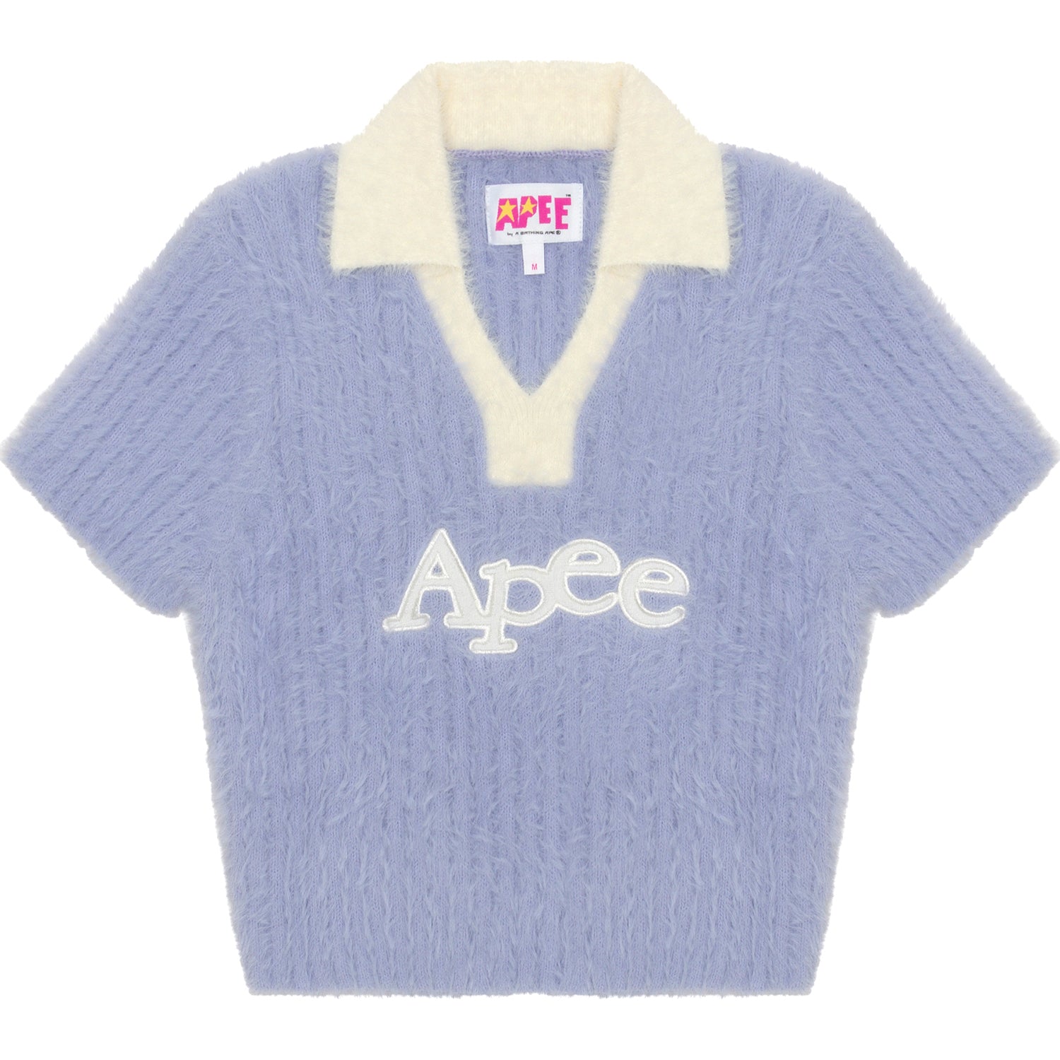 APEE RIBBED CROPPED POLO KNIT TOP LADIES