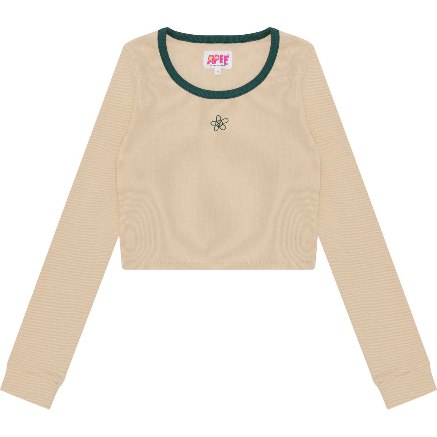 APEE RIBBED TOP WITH COLOR MIXED COLLAR LADIES