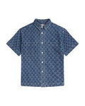 BAPY LOGO MONOGRAM JACQUARD DENIM SHORT SLEEVE SHIRT LADIES